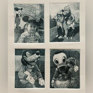 Disney Characters with Kids Etched Metal Plates Close Art Prints by Ron Pekar